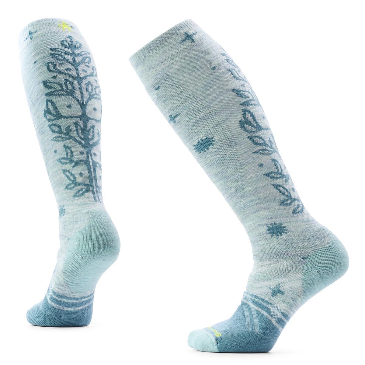 Smartwool Women's Ski Full Cushion Ice Blossom Sock, COLOR: Frosty Green, SIZE: M