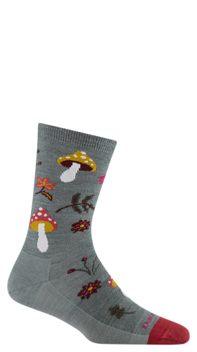 Darn Tough Women's Shroom Bloom Crew Lightweight No Cushion Sock, Colour: seafoam, SIZE: S