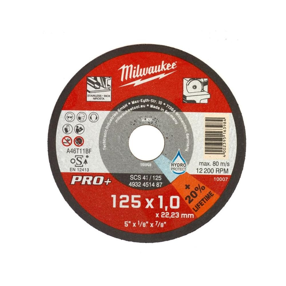 Tarcza cienka do cięcia metalu PRO+ 125 x 1 x 22,2 mm Milwaukee 4932451487