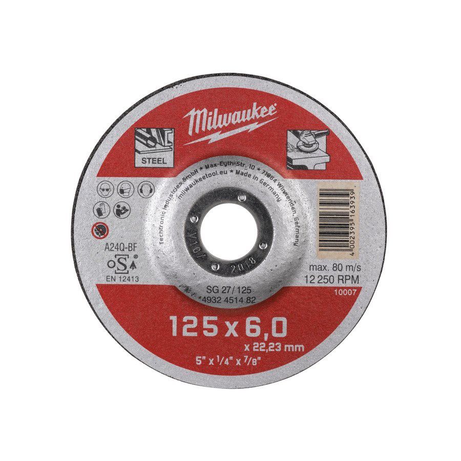 Tarcza do szlifowania metalu 125 x 6 mm wypukła CONTRACTOR Milwaukee 4932451482