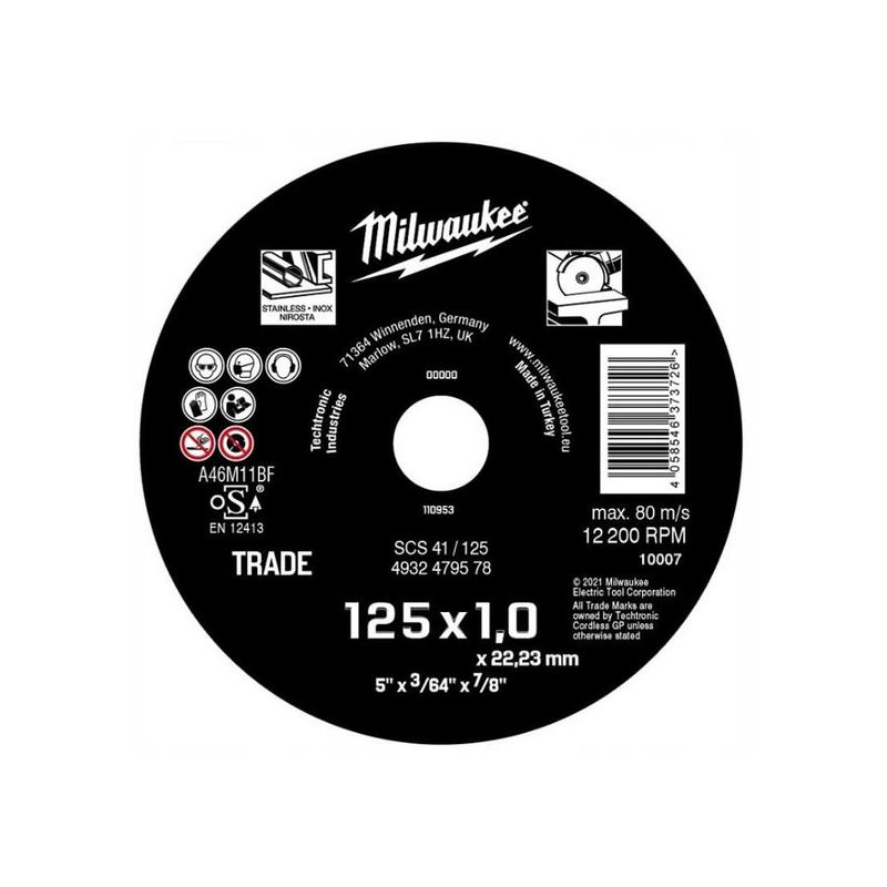 Tarcza do cięcia metalu 125 x 1 x 22,2 mm Milwaukee 4932479578