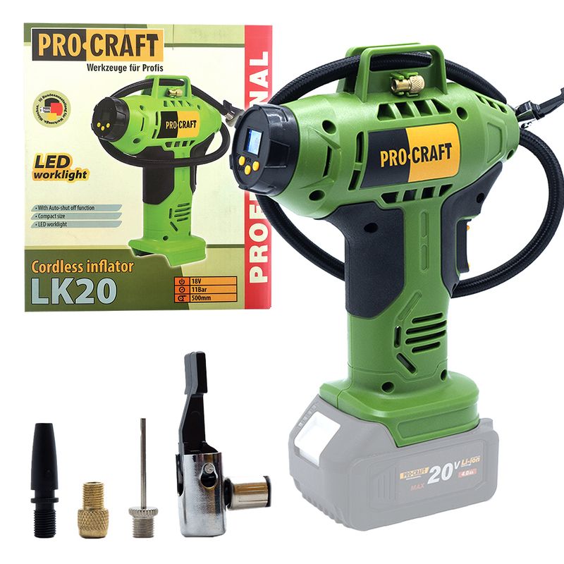 Kompresor Akumulatorowy Procraft LK20 – Szybkie i precyzyjne pompowanie