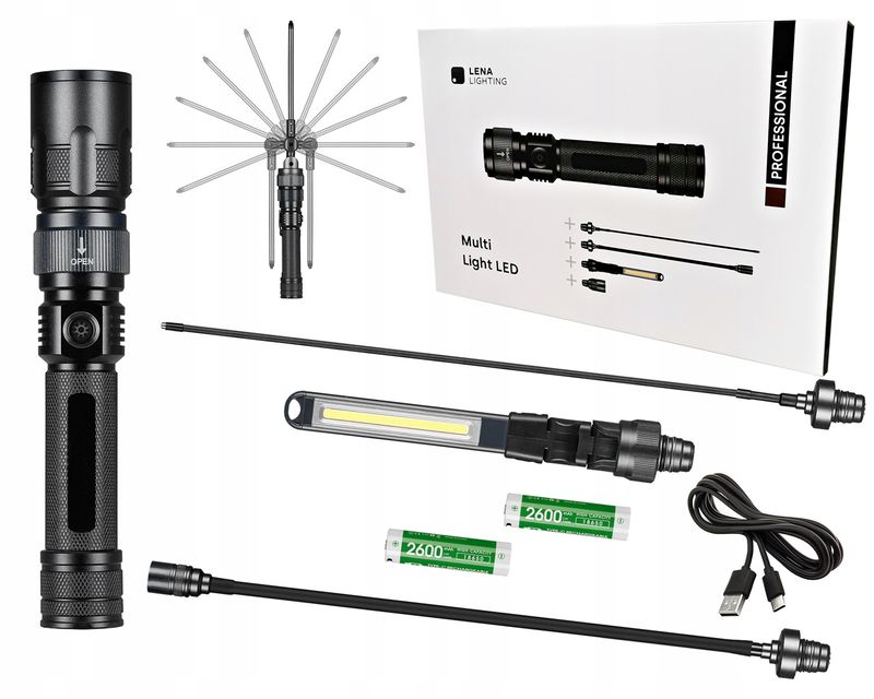 LENA LATARKA WARSZTATOWA LAMPA INSPEKCYJNA 4 KOŃCÓWKI MULTI LIGHT LED PRO