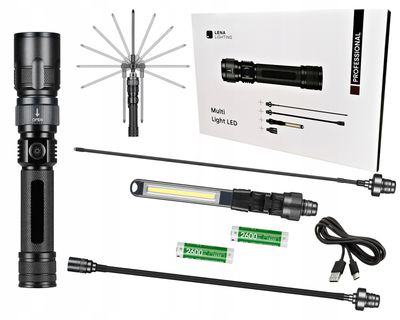 LENA LATARKA WARSZTATOWA LAMPA INSPEKCYJNA 4 KOŃCÓWKI MULTI LIGHT LED PRO