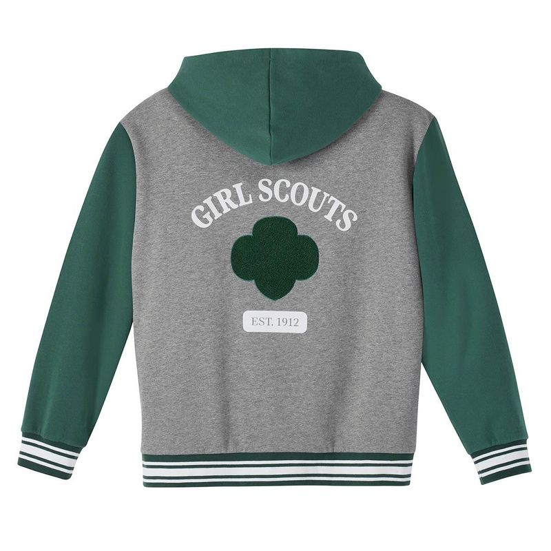 Varsity Hooded Sweatshirt Jacket Green/Gray