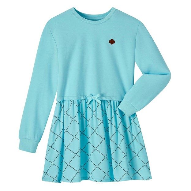 Brownie Long Sleeve Mixed Media Dress