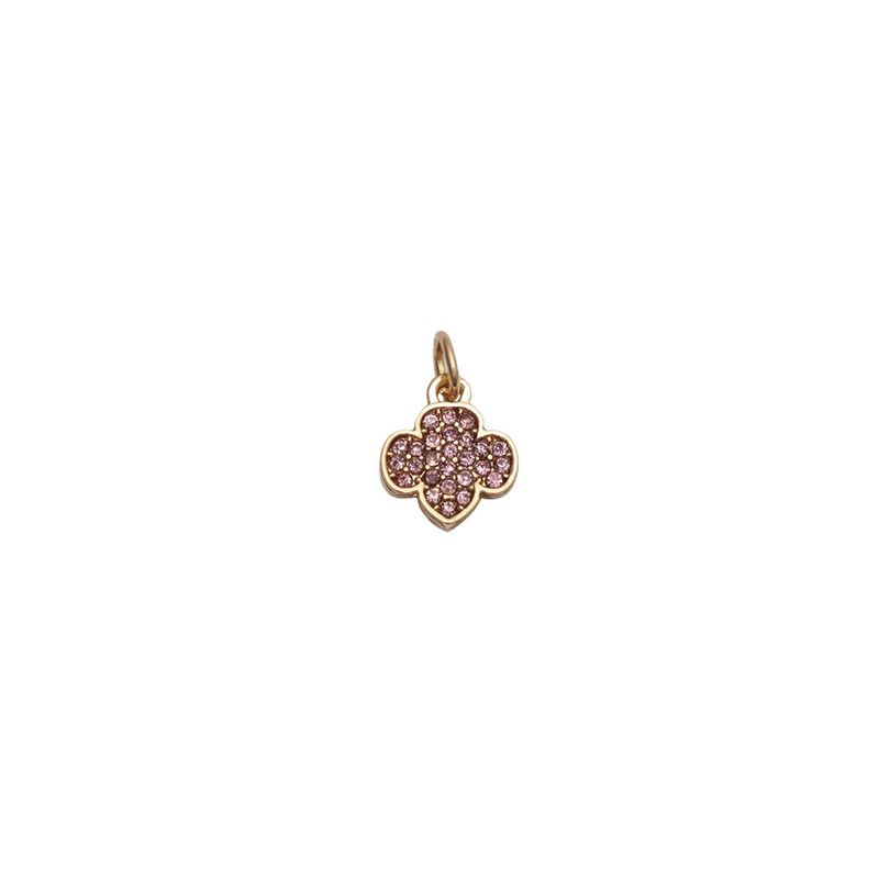 Charming Jewelry Pink Rhinestone Trefoil Charm