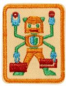 Senior Showcasing Robots Badge