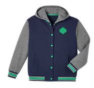 Varsity Hooded Sweatshirt Jacket Navy/Gray