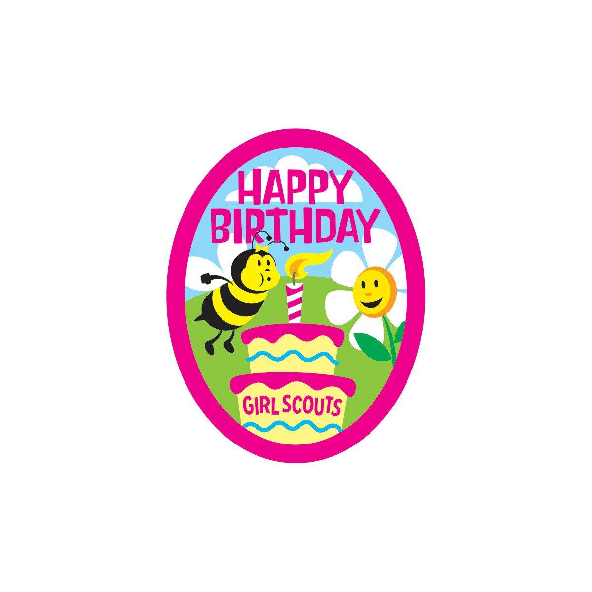 Happy Birthday Cake Bee With Daisy Sew-On Patch