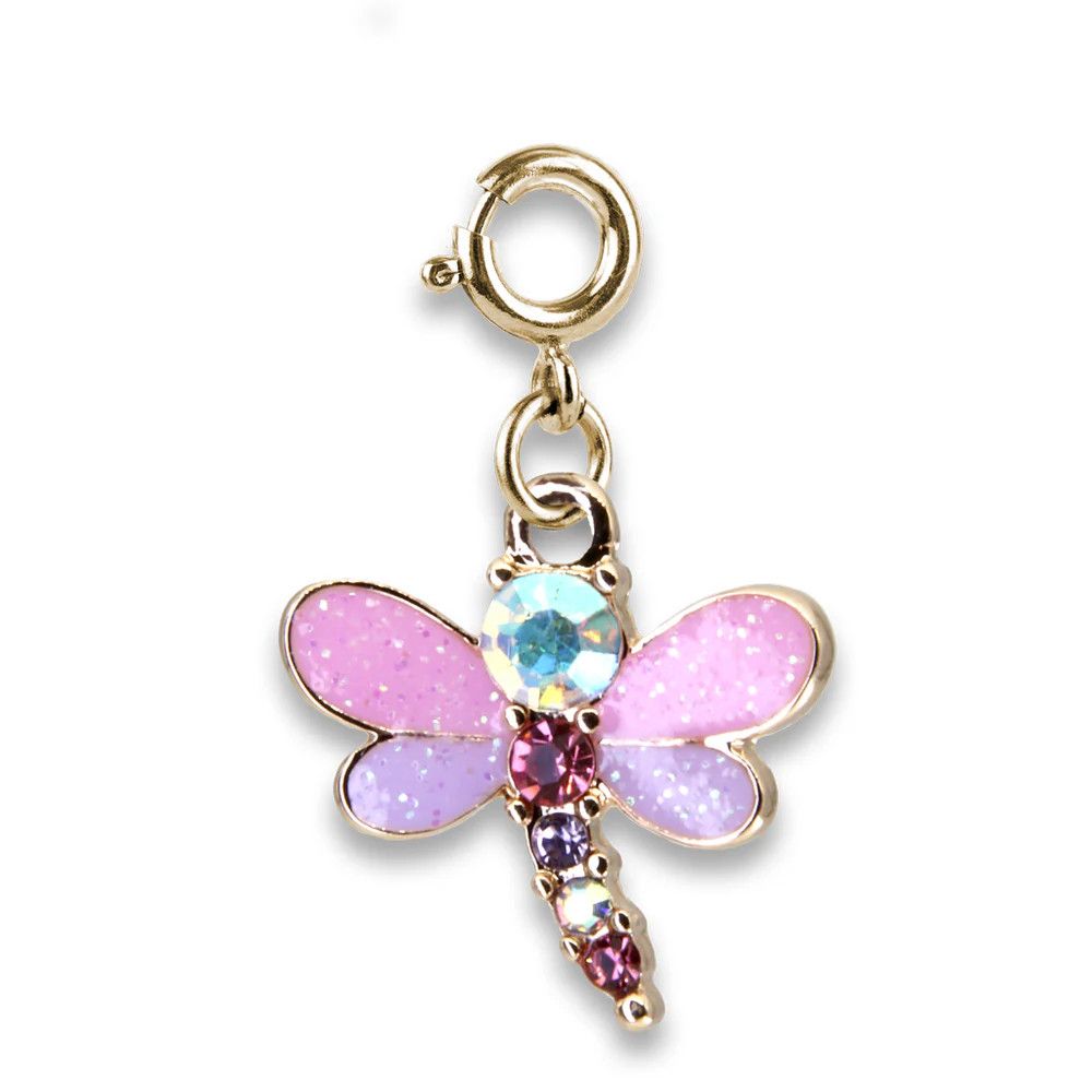 Charm It Gold Glitter Dragonfly Charm