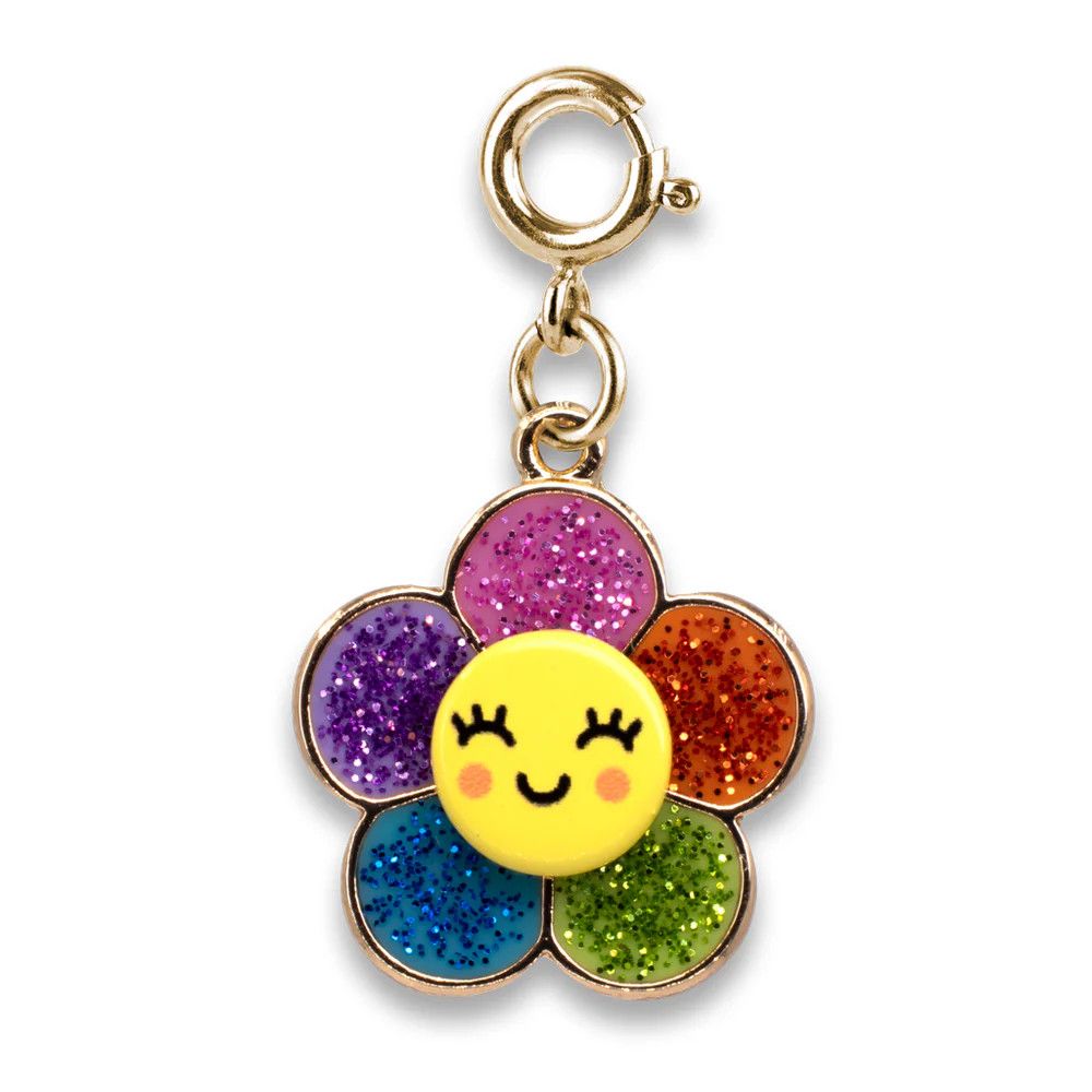 Charm It Gold Glitter Happy Flower Charm