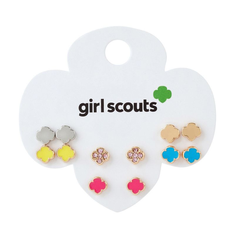 Multicolor Trefoil Stud Earrings 6 Pk Set