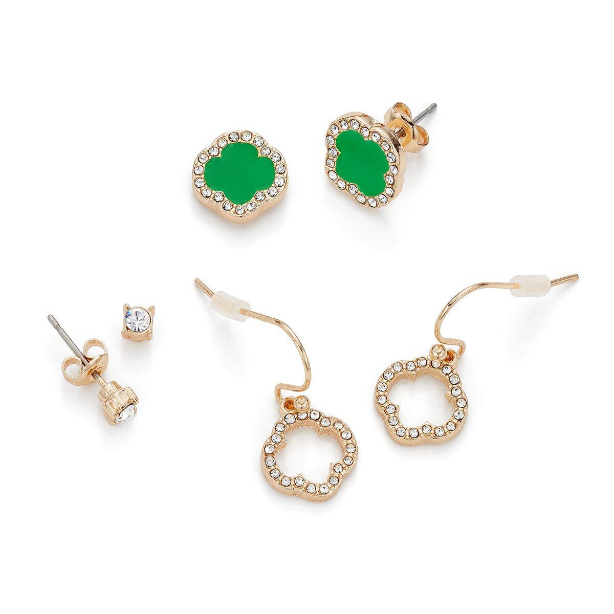 Pavé Edge Earrings - Set of 3