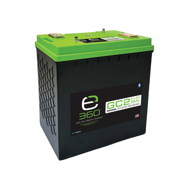 E360 51.2V 36Ah GC2 LiFePO4 Deep Cycle Battery. Includes Bluetooth and CAN Bus. [A]