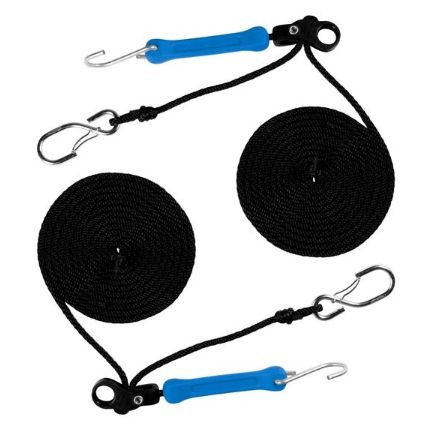 Perfect Tie Down - 12' Rope Lock Tie Down w/Bungee - Green - 2 Pack