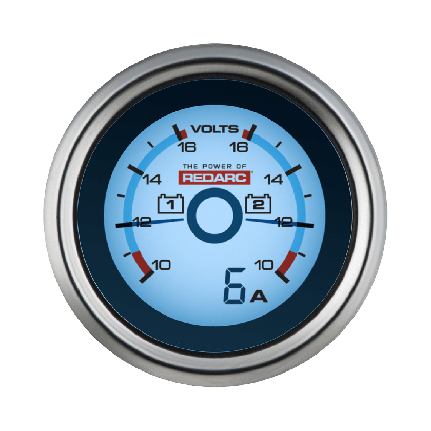 REDARC Dual Voltage 52mm Gauge with optional current display REDARC Dual Voltage 52mm Gauge with optional current display