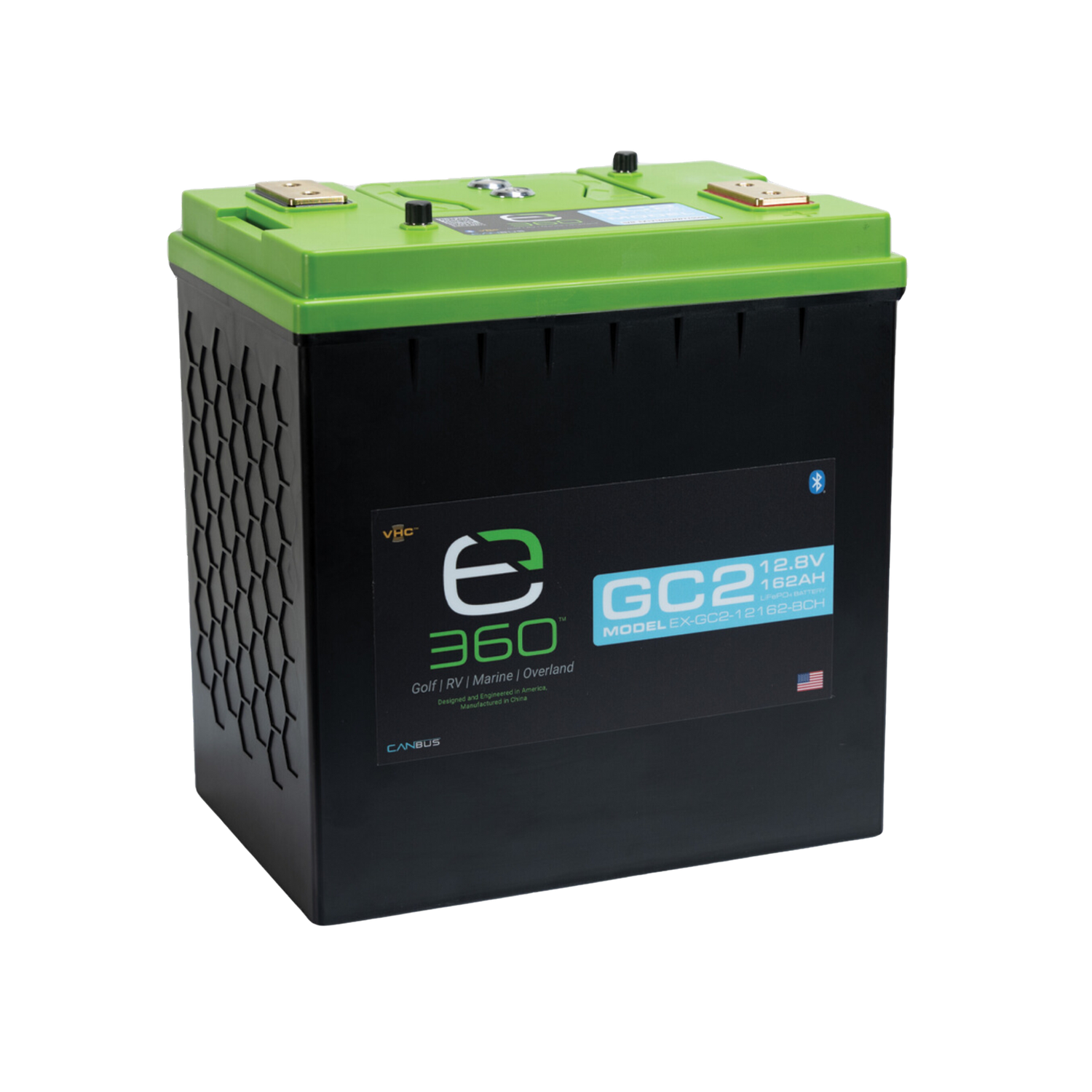 E360 12.8V 162Ah GC2 LiFePO4 Deep Cycle Battery. Bluetooth, CAN Bus, and VHC (Vertical Heat Conduction) Internal Heating. [A]