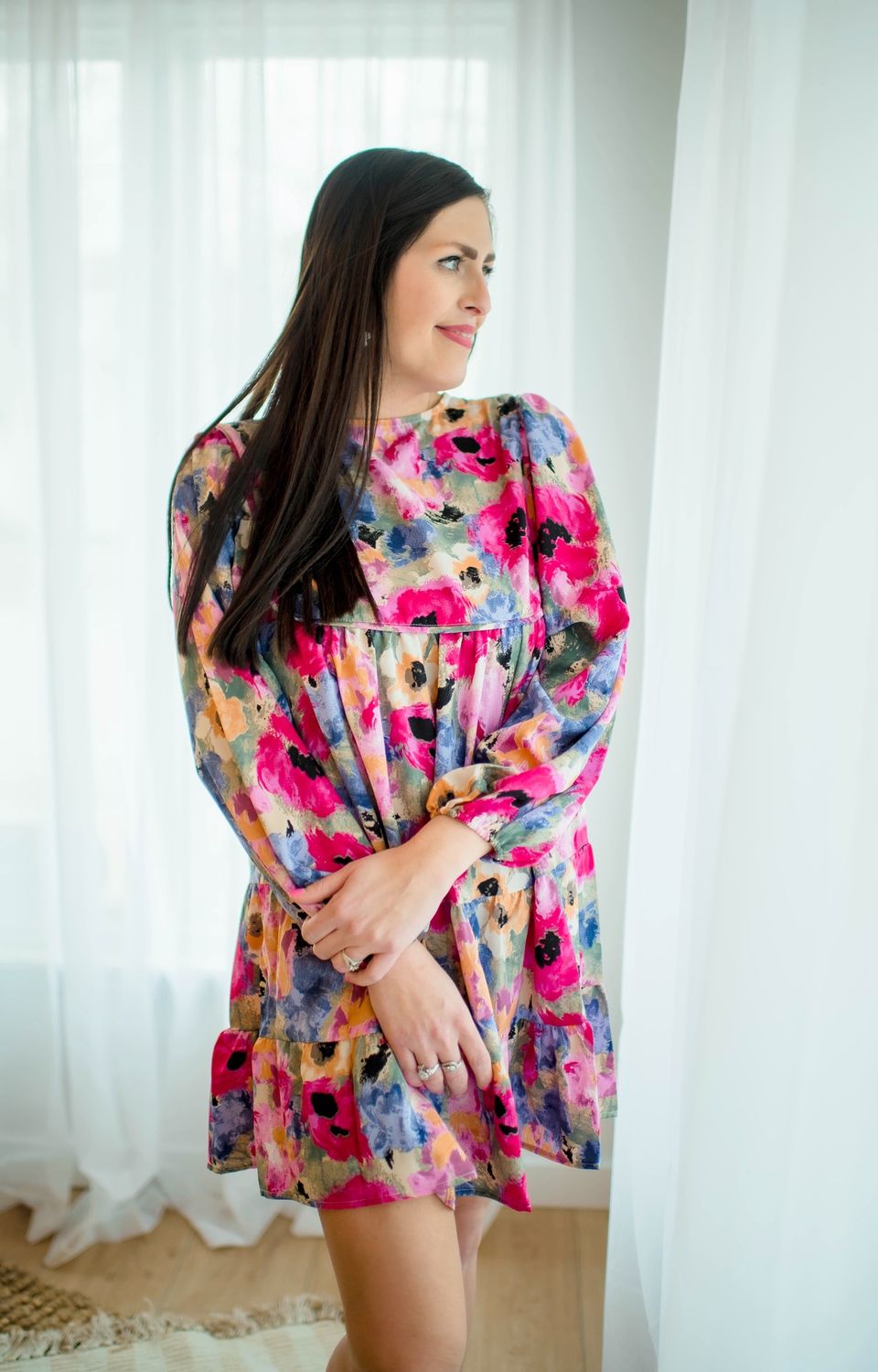 Floral Tie Neck Dress