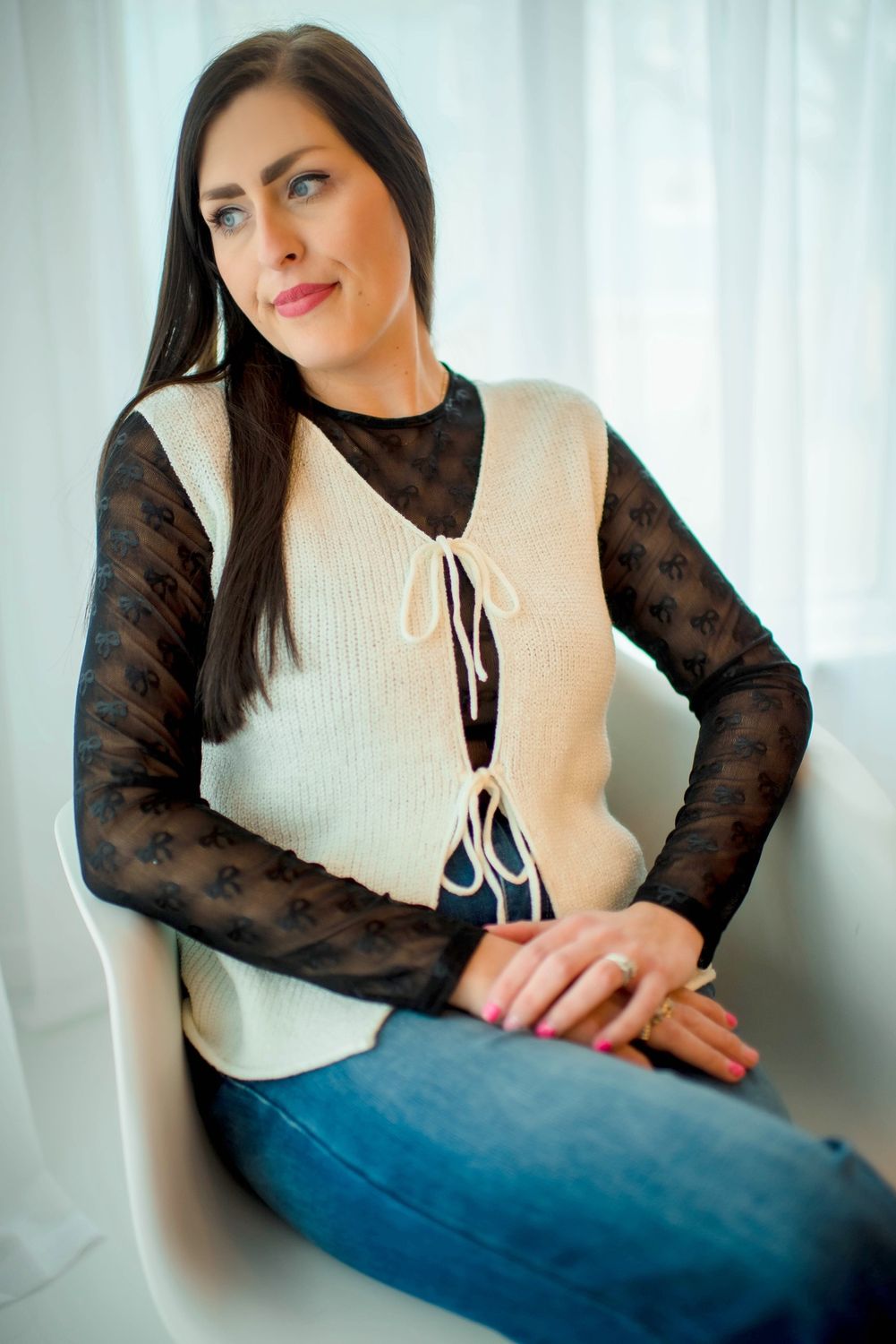 Tie-Front V Neck Sweater Vest