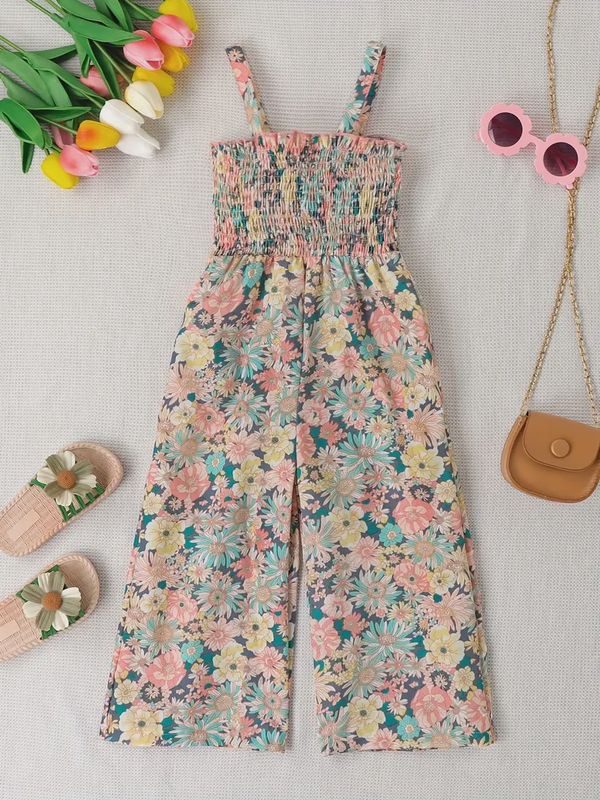 Girls Boho Floral Jumpsuit