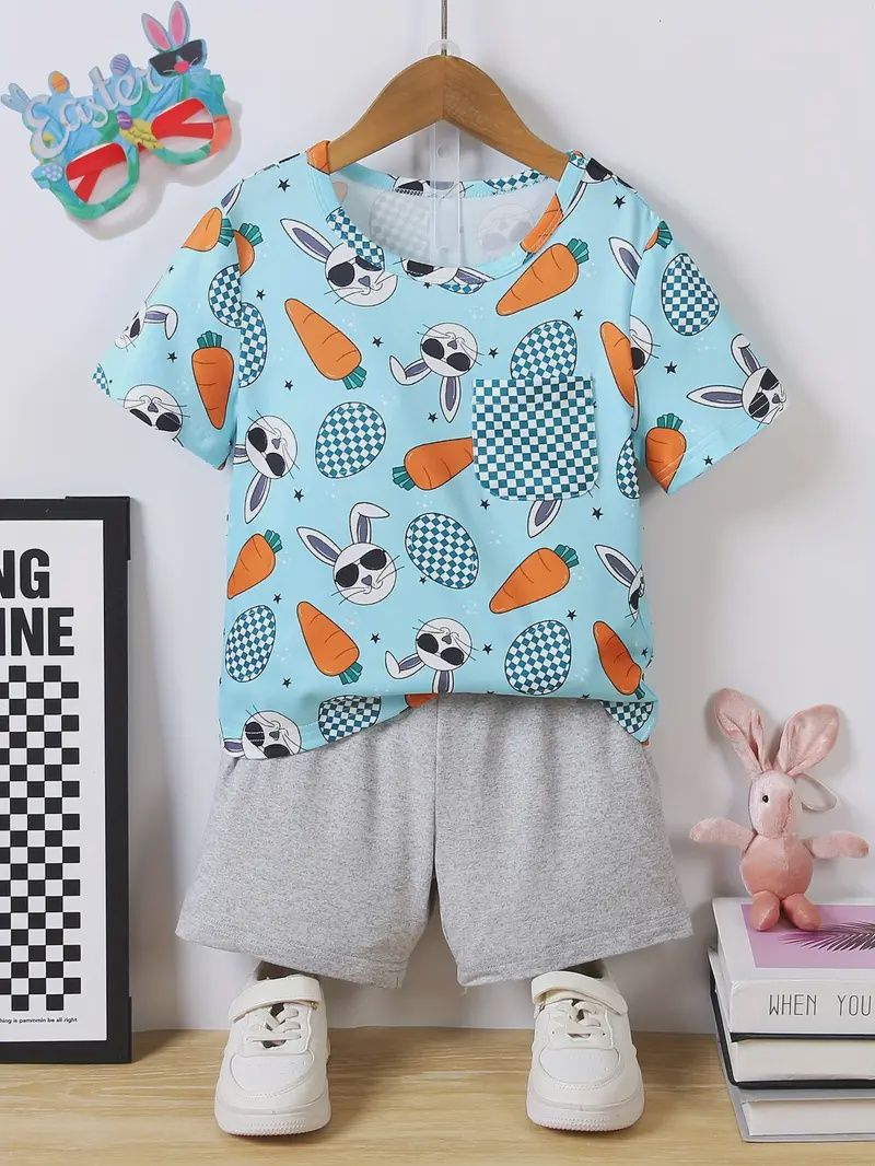 Boys Easter Bunny &amp; Carrot Print Outfit