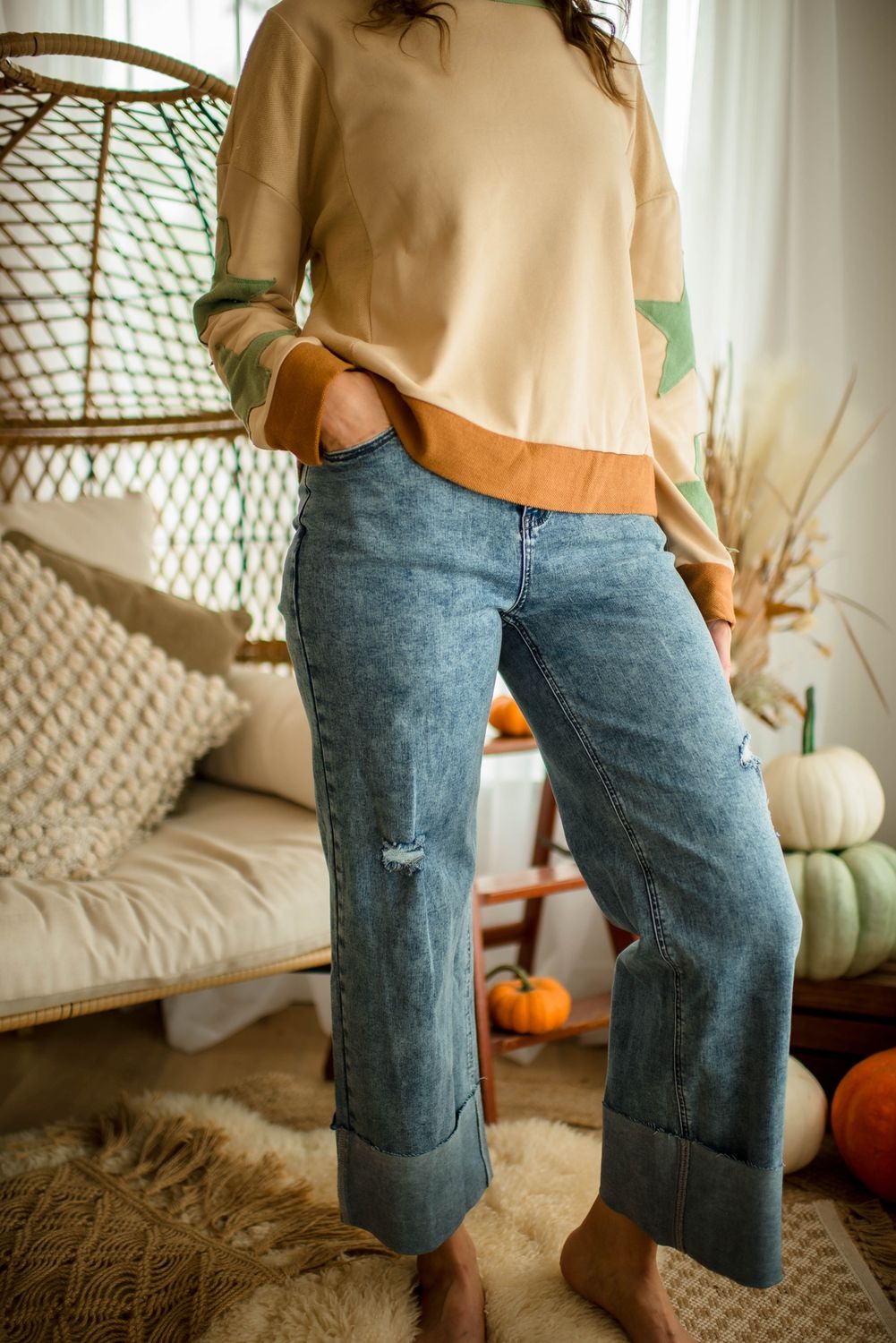 Ashleigh Blue Mineral Wash Bottom Cuff Jeans