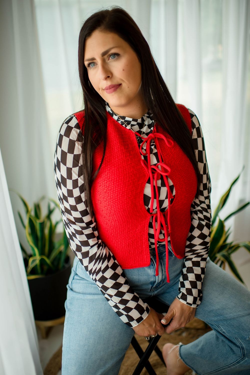 Zenana Tie Front Sweater Vest