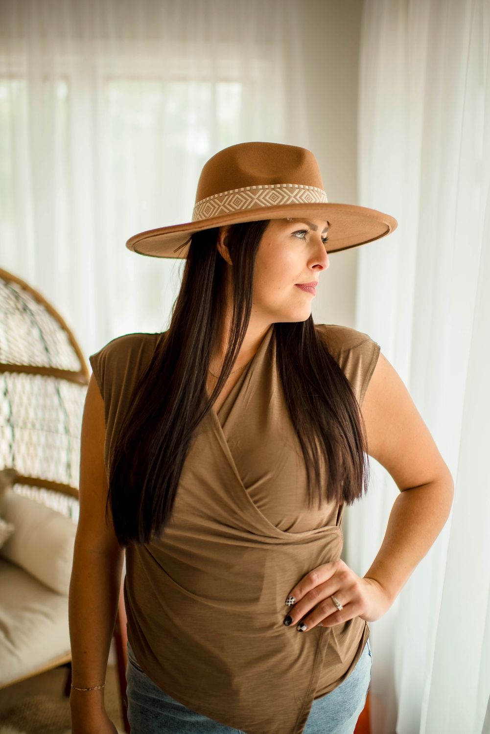 Mocha Surplice Top