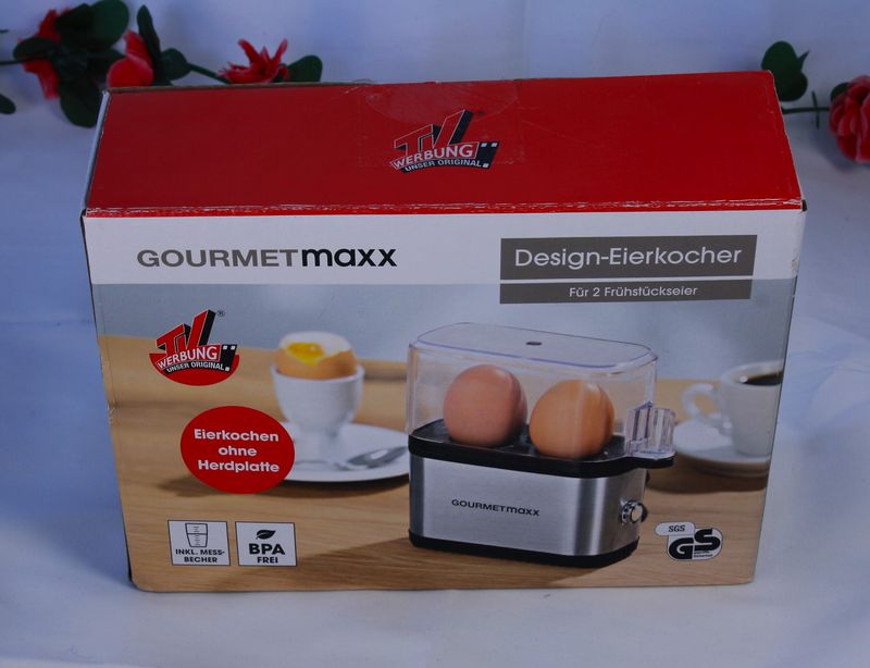 Gourmetmaxx Design Eierkocher für 2 Eier Küche Zubehör Kochen Eier - Neuwertig
