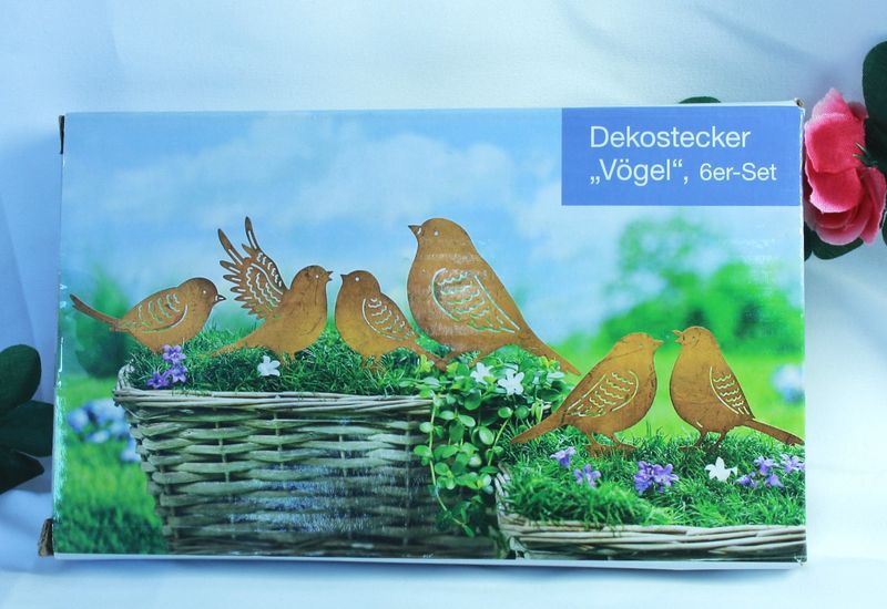 Weltbild Dekostecker Vögel 6er- Set Dekostecker Metall in Rost-Optik - neu