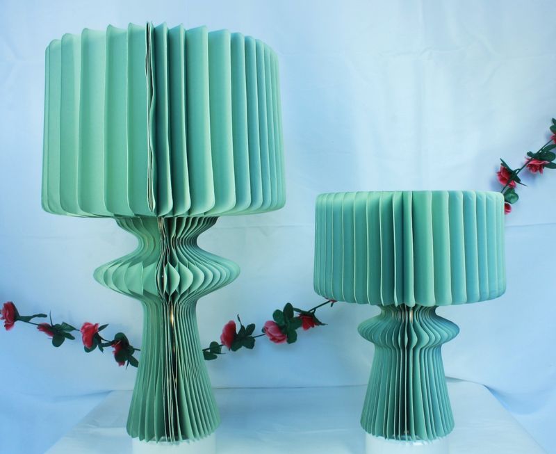 LUMIDA Casa 2 Deko-Leuchten Origami-Design batteriebetrieben Höhe 25cm & 40cm salbei - neuwertig