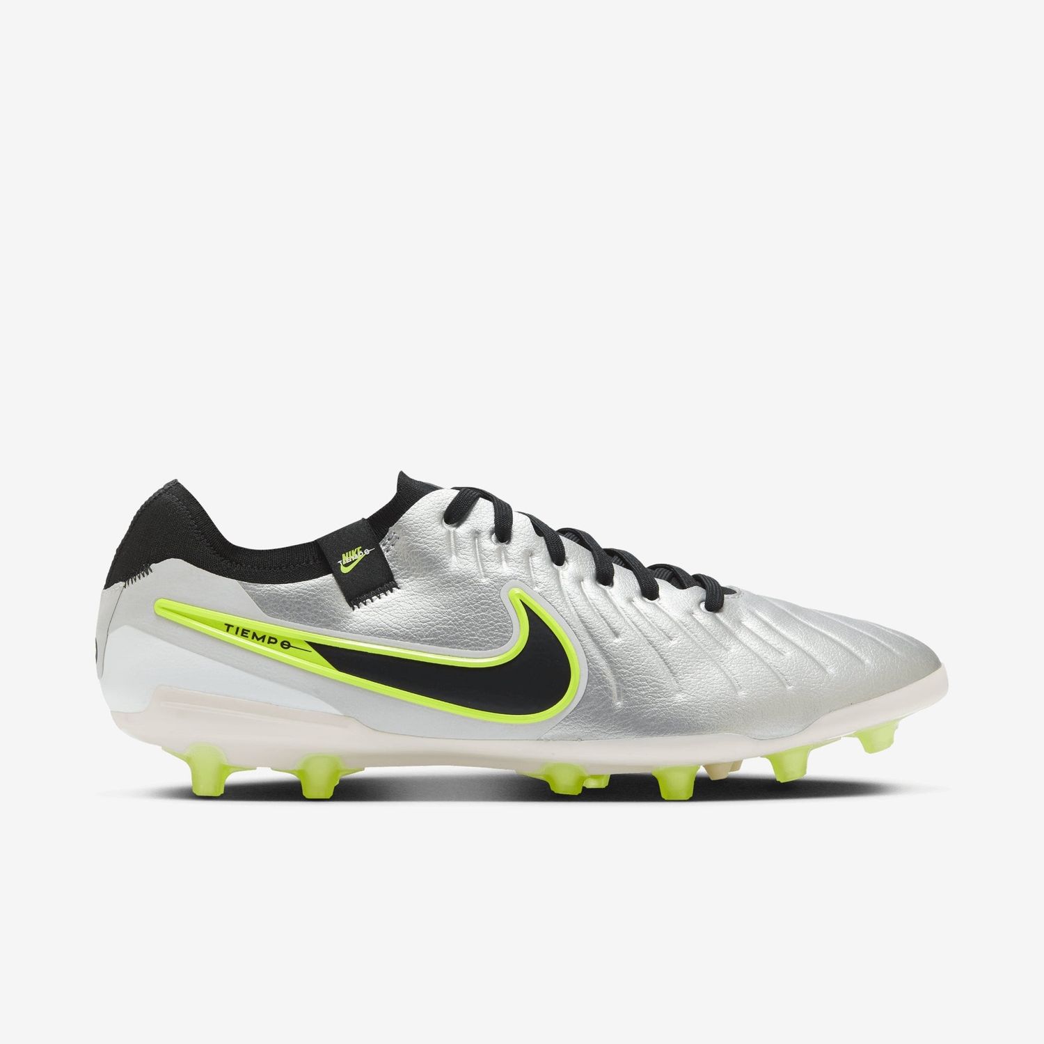Nike Tiempo Legend 10 Pro AG, Size/Color: 7 - Metallic Silver/Black/Volt