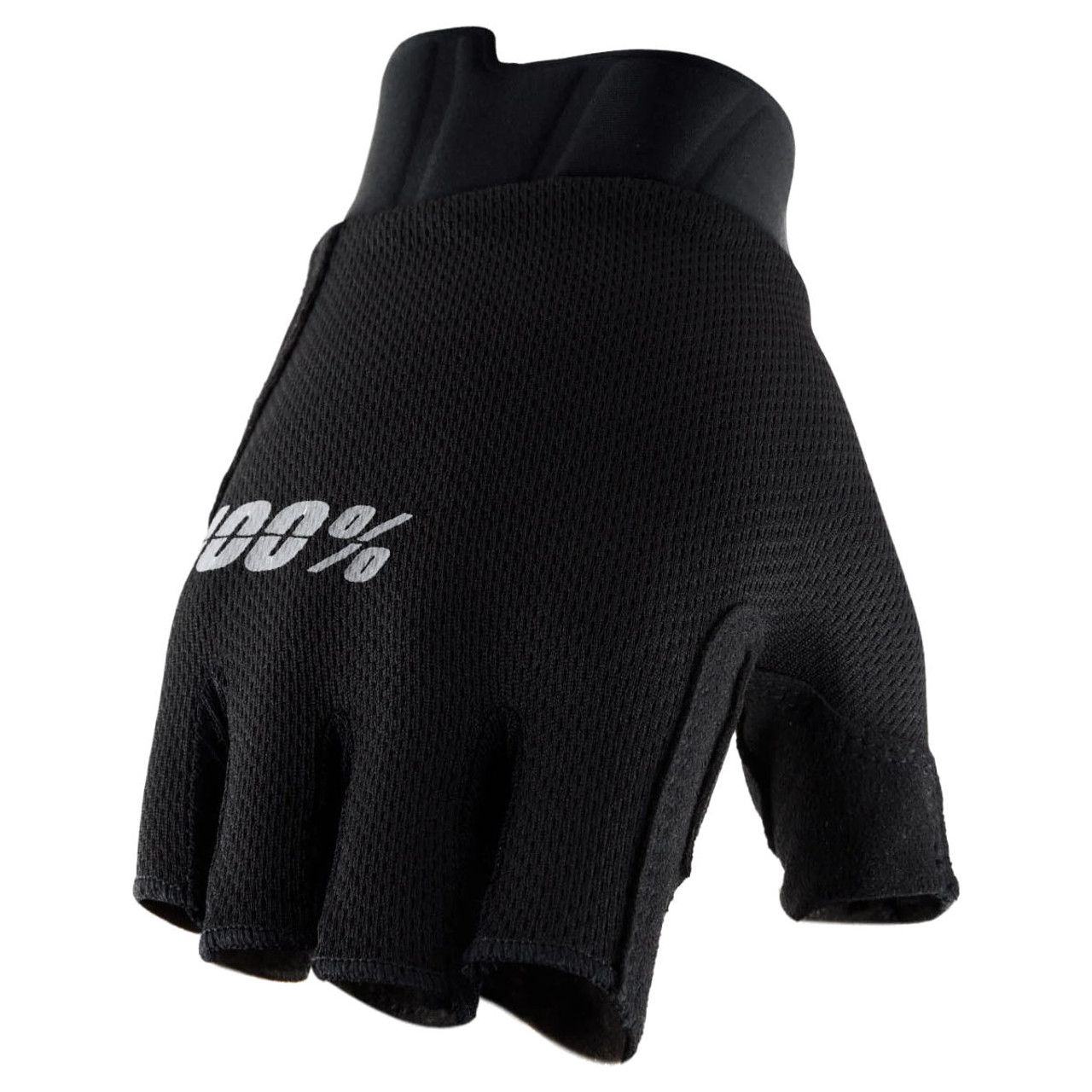 100% Exceeda Gel Short Finger Road Gloves, Black, X-Large (XL)