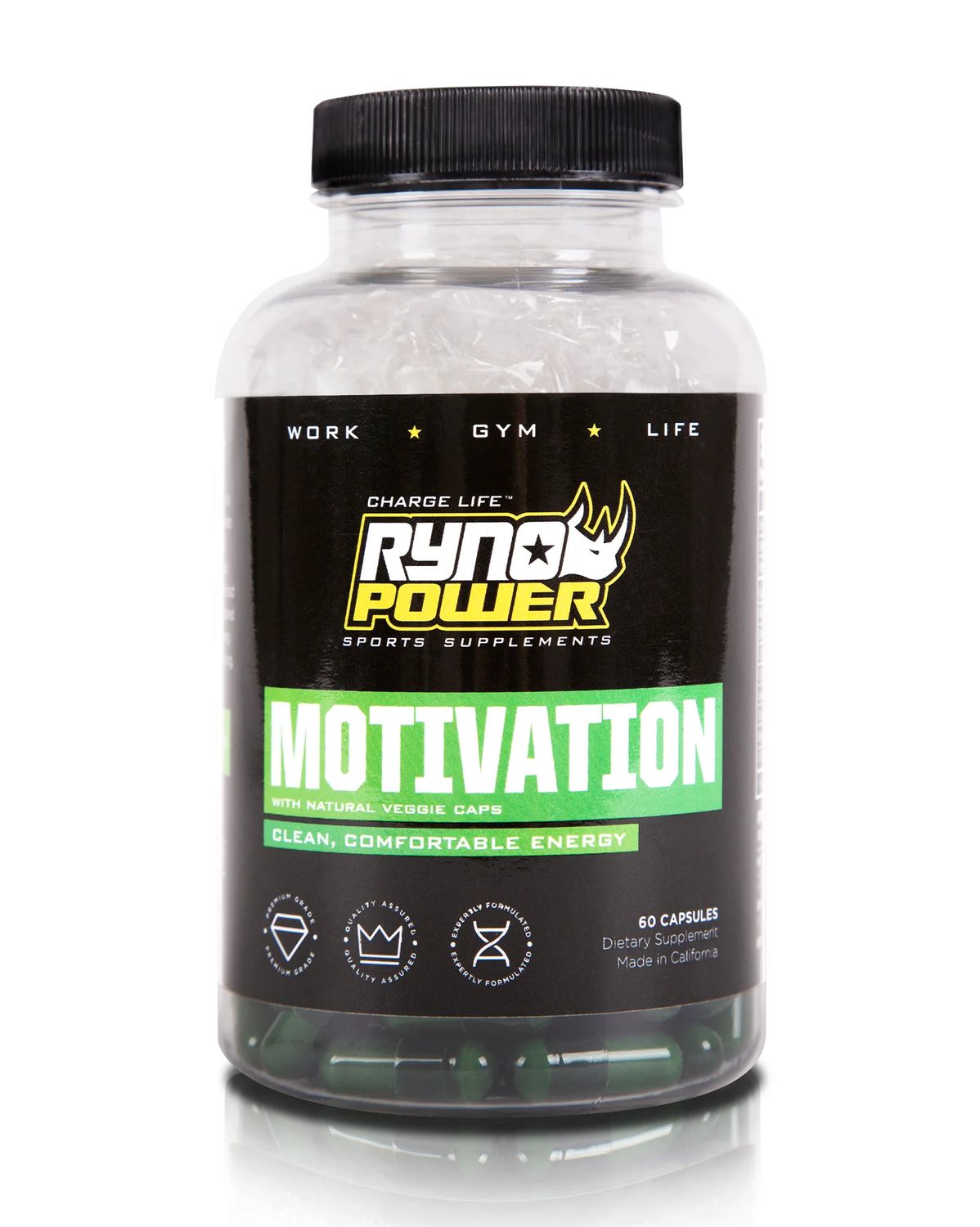 Ryno Power, Motivation, Pre Workout, Capsules, 60 ct.