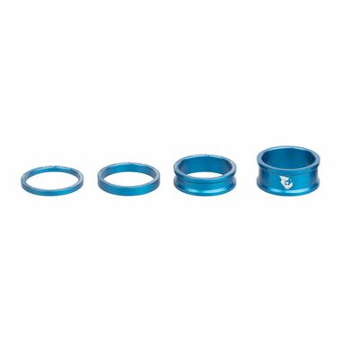 Wolf Tooth, Headset Spacer Kit, 1-1/8'', 3mm/5mm/10mm/15mm kit, 6061-T6 Aluminum, Blue