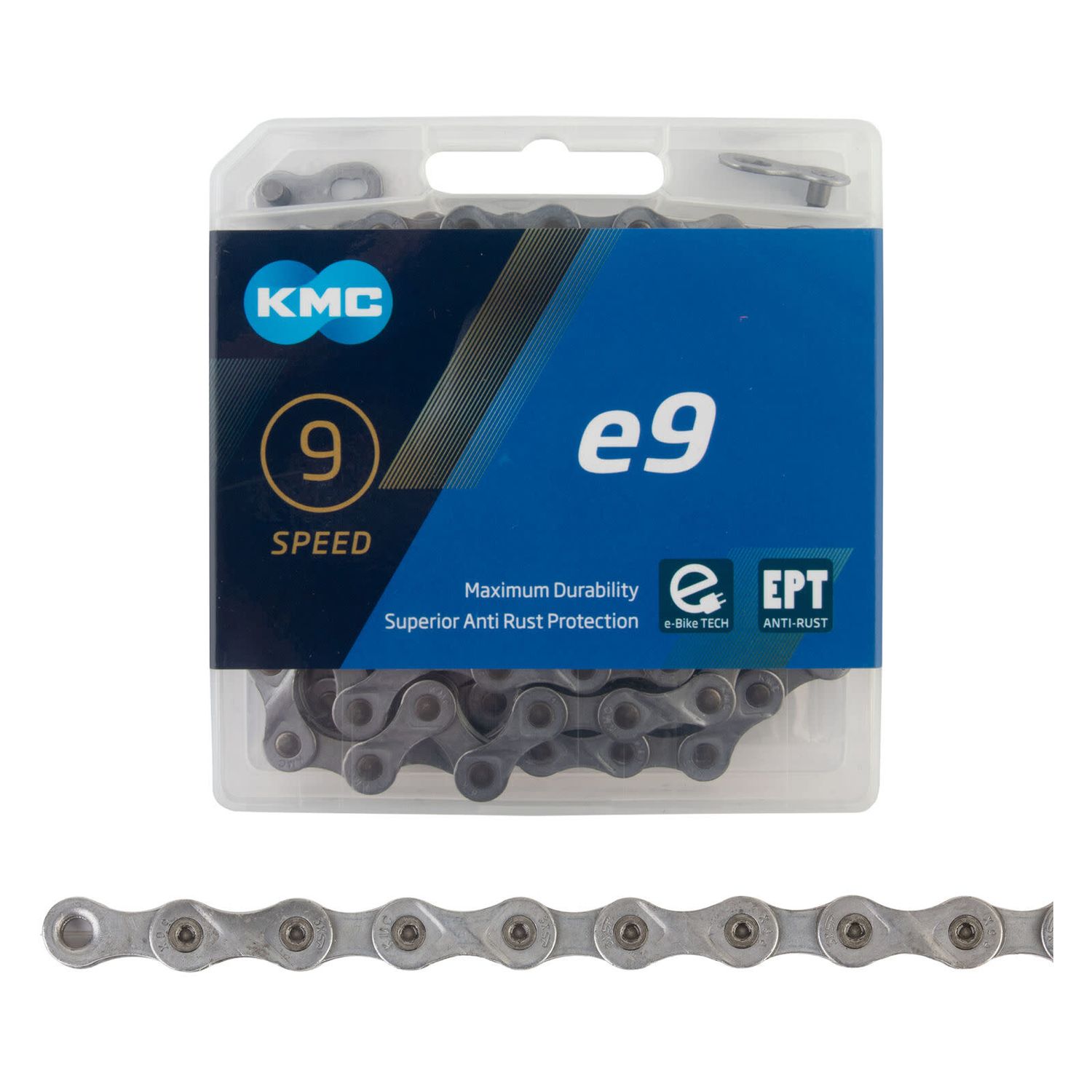 KMC, Chain, e9, 9 Speed, Silver, 136 Links, E Bike
