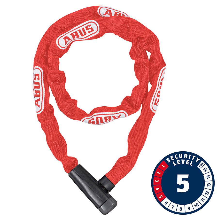 Abus, Steel-O-Chain 5805K Chain with key lock, 5mm x 75cm (5mm x 2.5'), Red