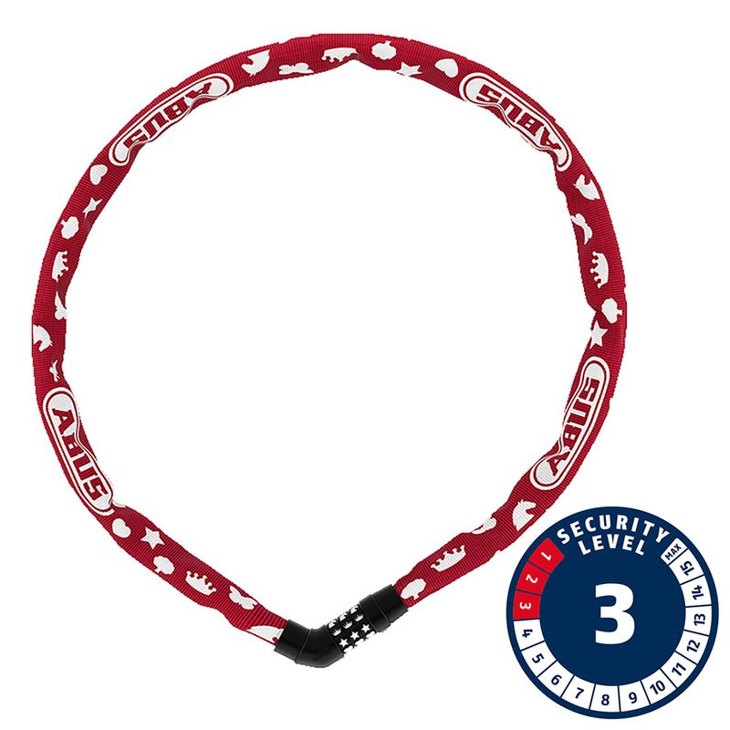 Abus, Steel-O-Chain 4804C, Chain Lock, Combination, 4mm, 75cm, 2.5', Red
