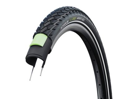 Schwalbe, Tire, Marathon Green, 27 x 1 1/4", Black w/Reflex, TwinSkin, Eco