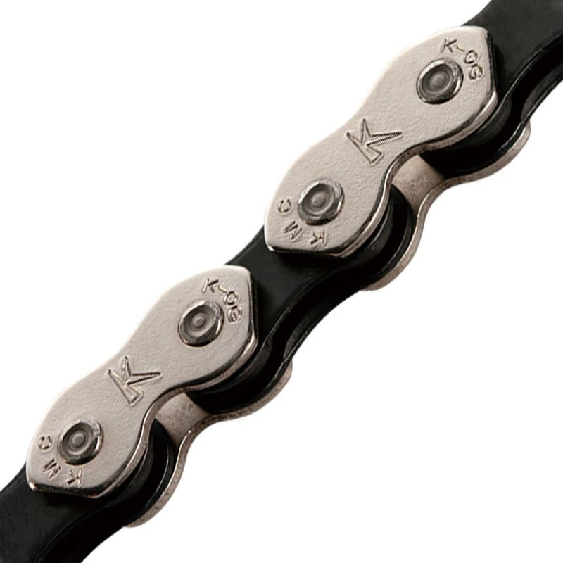 KMC, Chain, K1 x 112L, Narrow 3/32, Single Speed, Nickel Plated/Black