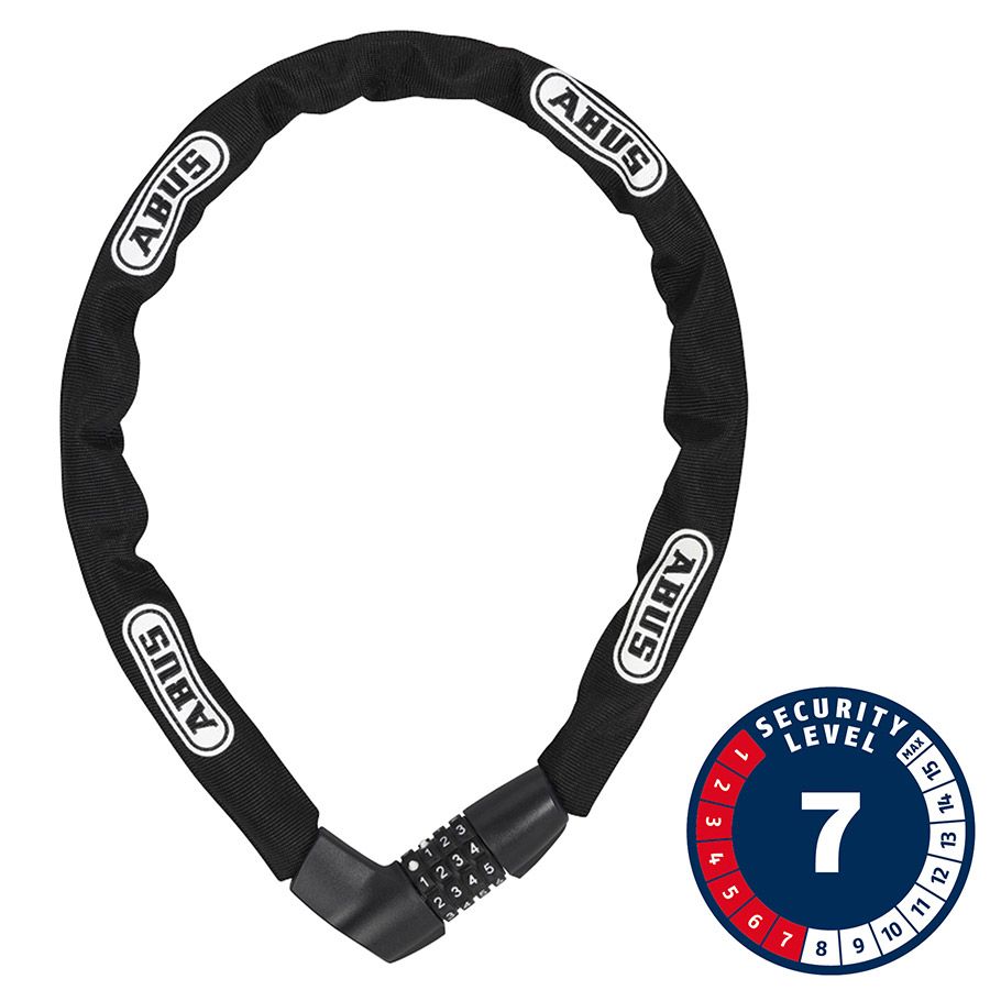 Abus, Tresor 1385, Chain with combination lock, 7mm x 85cm (7mm x 2.8'), Black