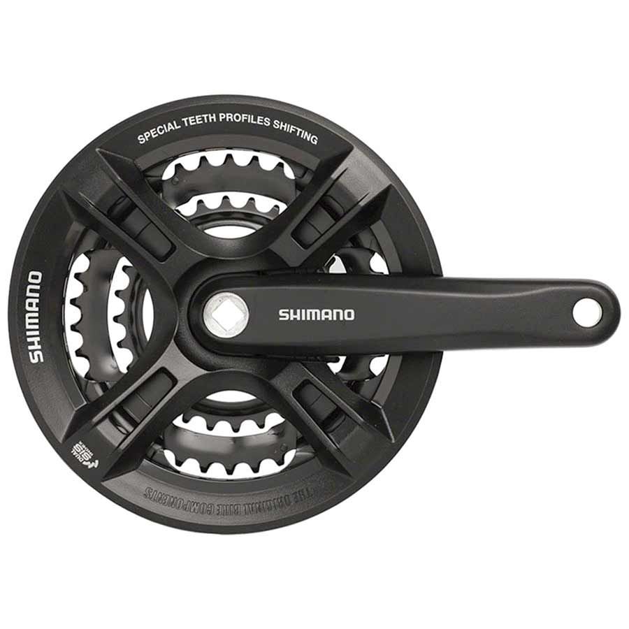 Shimano, Crankset, Altus FC-M311, 7/8 speed, 170mm, 28/38/48T, Riveted, Square, Black