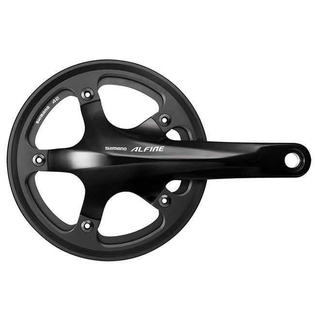 Shimano, Crankset, Alfine FC-S501, 1x 42T, BCD:130, HTII w/BSA BB, 170mm, Black