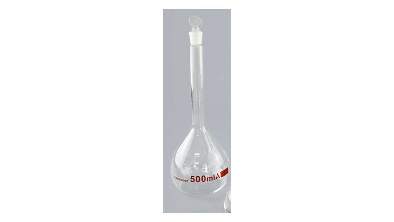 Volumetric Flask w/Glass Stopper Class A 500 ml 2/Pack