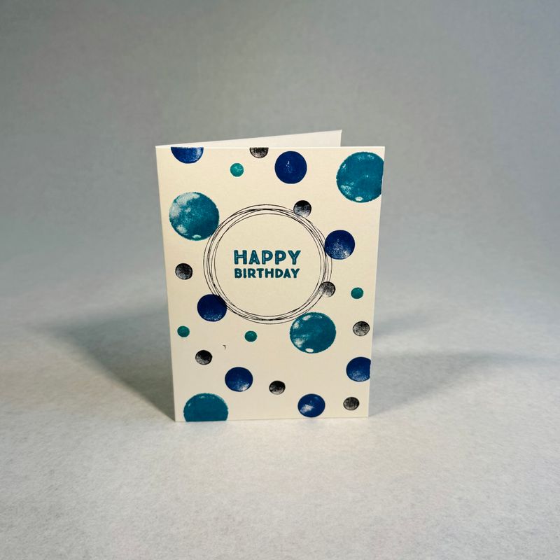 Karte Geburtstag - blaue Punkte