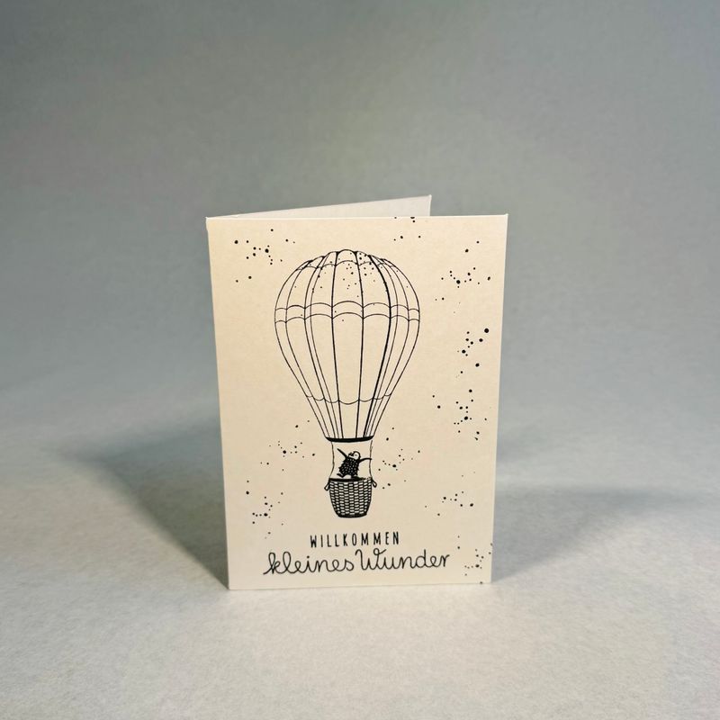 Karte Geburt - Heissluftballon