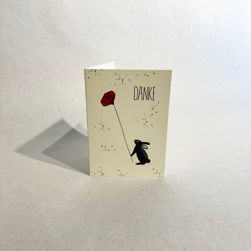Karte Danke - Hase mit Blume