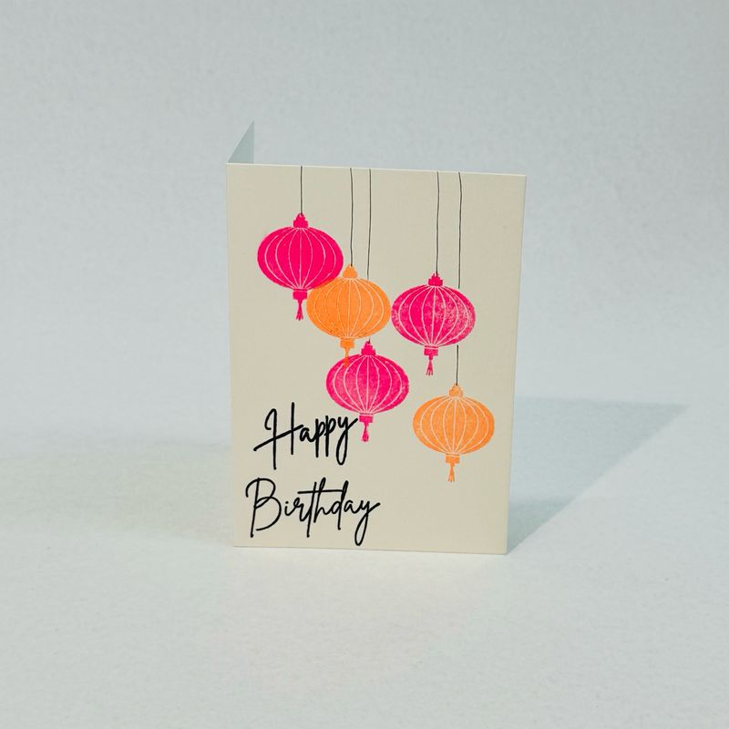 Karte Geburtstag - Neon Lampions