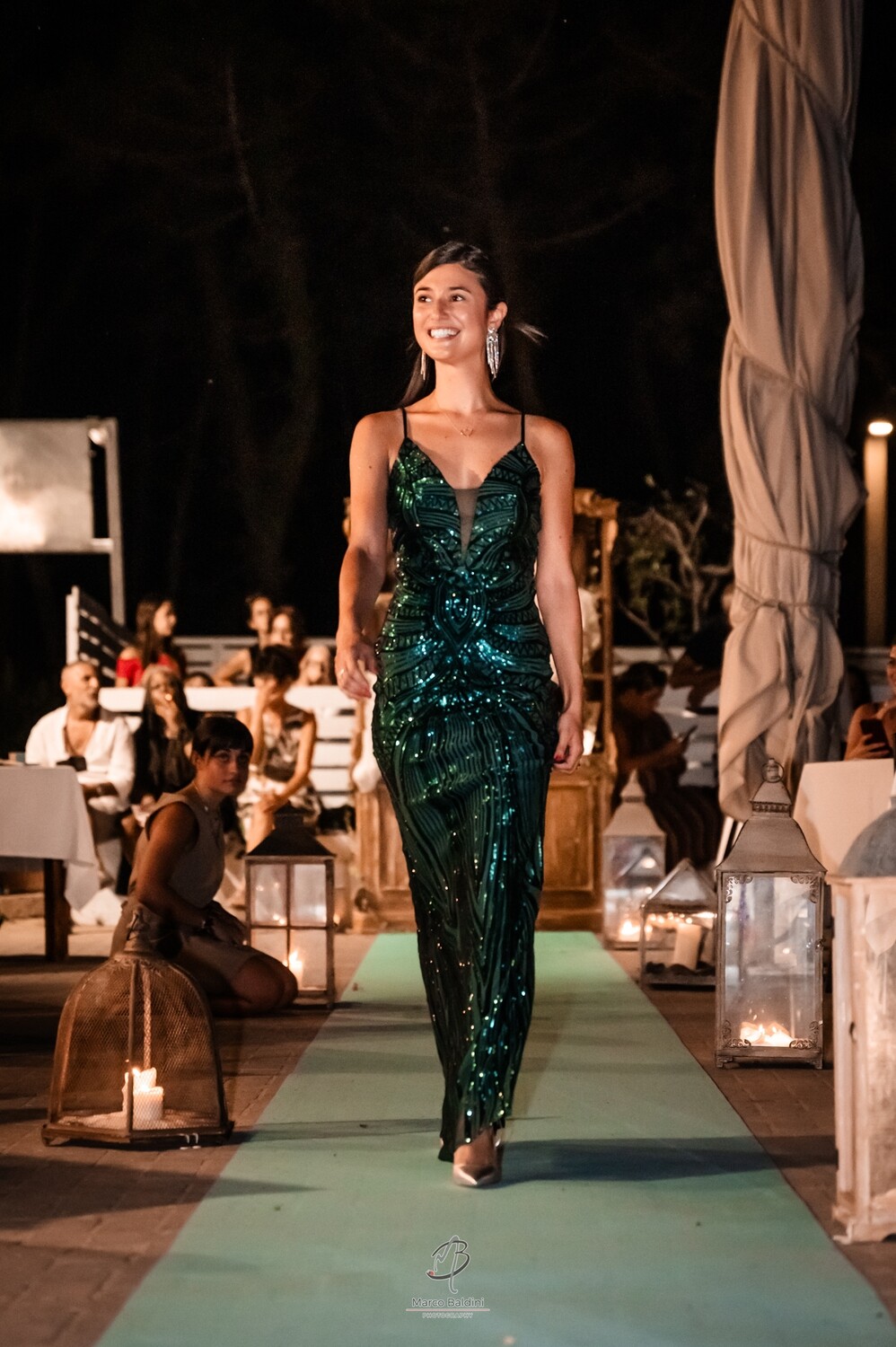 Collezione Cerimonia abito paillettes verde